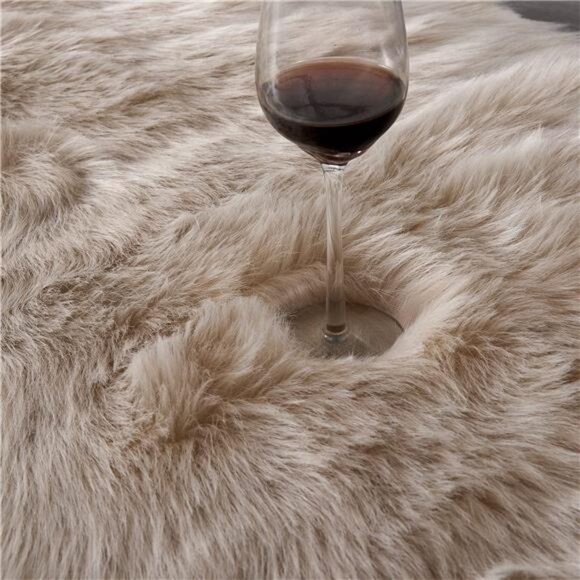 Area Rug Faux Fur Sheepskin Beige for Home Bedroom, Fluffy Small Fuzzy Furry Rug - Picture 6 of 7